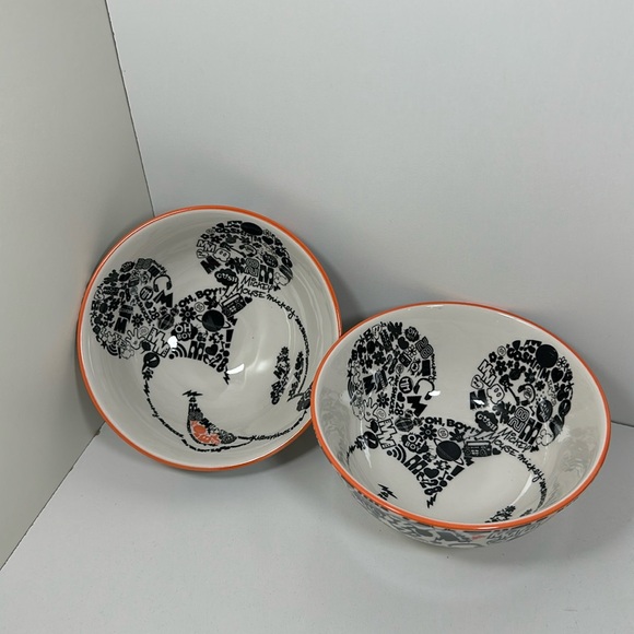 Disney Mickey Mouse Small Tidbit Ceramic Bowls set of 2 - Picture 1 of 8